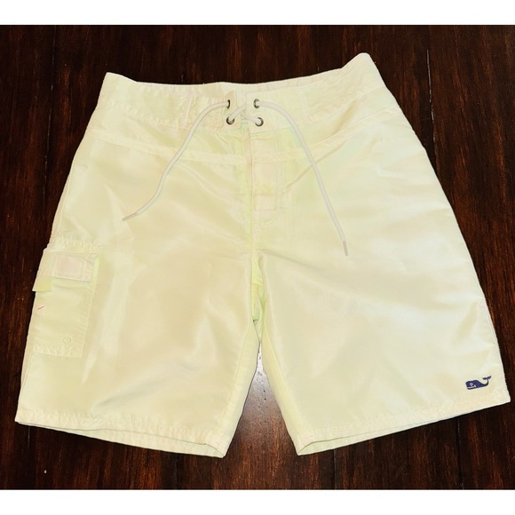 Vineyard Vines Mens Board Shorts 28 Light Green Drawstring Swim Trunk Whale Logo - Picture 1 of 8